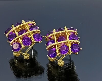 18K Gold Filled Stunning Italian Simulated Topaz 18ct GF Huggie Earrings 15mm - Image 1 of 4