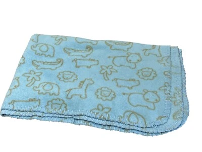 HTF 复古 Circo 抓绒婴儿毯蓝色丛林狮子长颈鹿目标 — 第 1/4 张图片