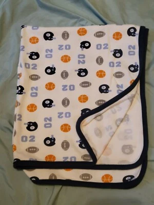 Manta bebé algodón pelotas deportivas blancas vintage Carter's Foto 1 de 2