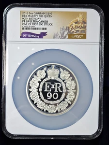 2016 Her Majesty the Queen 90th Birthday 5oz .9999 Silver- NGC PF 69 Ultra Cameo - Picture 1 of 5