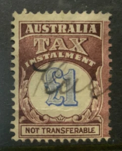 AUSTRALIAN TAX INSTALMENT: 1 POUND PURPLE BROWN AND BLUE USED but creased - Picture 1 of 1