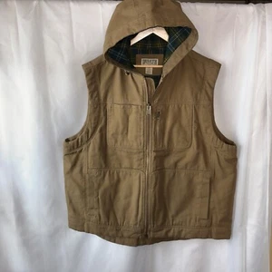 Duluth Trading Men’s Fire Hose Hooded Vest 2XL Brown Flannel Lined 32206 - Picture 1 of 10