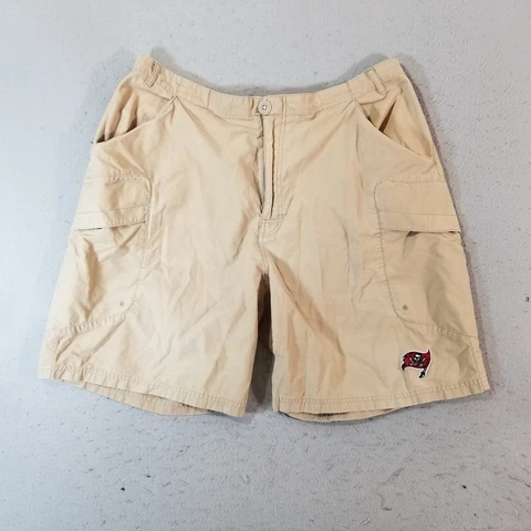 Reebok Tampa Bay Buccaneers cargo shorts men's large tan beige Comfort waist Cover