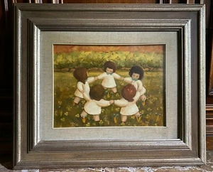 Mario Innocenti - dipinto ad olio - Girotondo di bambine - Foto 1 di 7