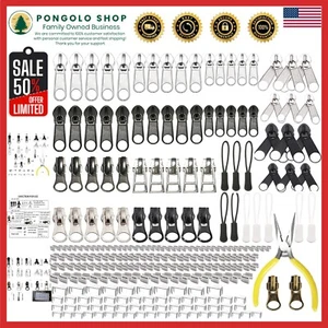 Versatile Zipper Replacement Kit - 255 Pcs with Pliers & Multiple Sliders - Picture 1 of 10