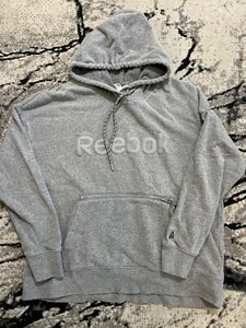 REEBOK Sudadera con Capucha Mujer TALLA L Gris Logo Manga Larga Pullover - Imagen 1 de 3
