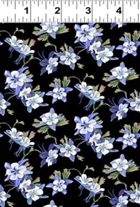Clothworks Woodland von Cedar West Y4137 90 blau Columbine Baumwollstoff - Bild 1 von 1