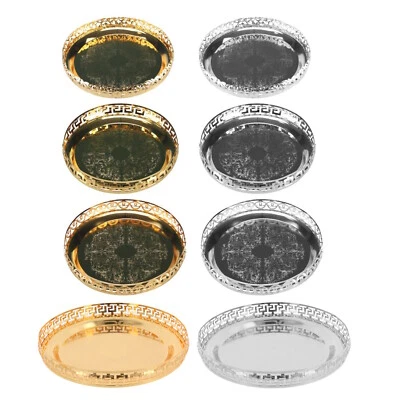 Chrome Silver Gold Paandan Tray Plated Round Platters Serving Tealight Candles - Image 1 of 4