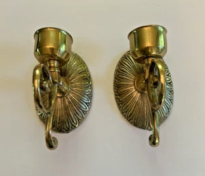 Vintage Messing Kerzenleuchter Wandhalterung Medaillon gold für Spitzkerzen 1993 - Bild 1 von 7