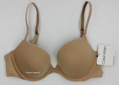 NWT Calvin Klein QP1428 "Women's Form" Push Up, T-Shirt, Microfiber Bra, Beige - Image 1 of 4