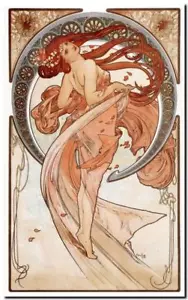 Alphonse Mucha `The Dance' QUALITY CANVAS Print 45cm - Foto 1 di 1