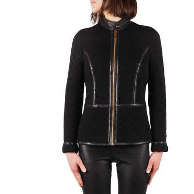 Chaqueta Salvatore Ferragamo para mujer de cuero de lana negra con cremallera talla M/mediana Foto 1 de 4