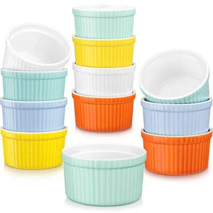 LOVECASA 200ml Porzellan mini Backform 12-teiliges Runde Auflaufform Mehrfarbig - Bild 1 von 14