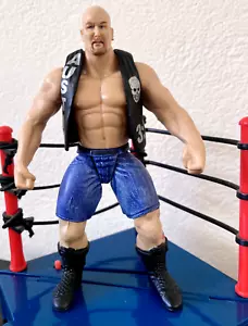 Vintage 1998 STONE COLD STEVE AUSTIN + Vest Jakks Pacific Wrestler WWF WWE 6" - Picture 1 of 9