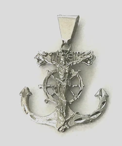 Neu Sterling Silber Schiffe Anker Durchmesser-Schliff Kruzifix - Bild 1 von 1