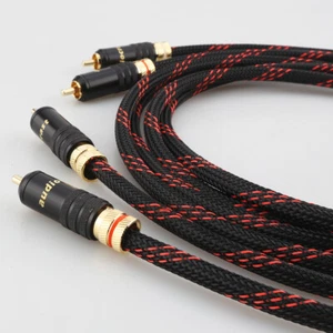 Paar OFC Kupferdraht vergoldet Cinch Stecker HiFi Audio Interconnect Cinch Kabel - Bild 1 von 9