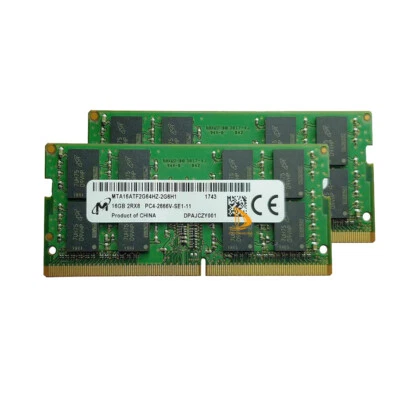 Micron 2X 16GB 2RX8 DDR4-2666V PC4-21300S CL19 SO-DIMM Laptop Memory RAM - Image 1 of 4