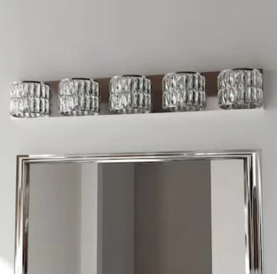 allen+roth Willow 34.25” 5-Light Polished Chrome Modern Vanity light bar 1085T - Image 1 of 4