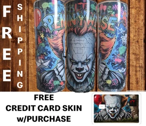 Pennywise 20oz Vaso Viaje Taza Gratis Tarjeta de Crédito Recubrimiento Halloween Horror IT - Imagen 1 de 4