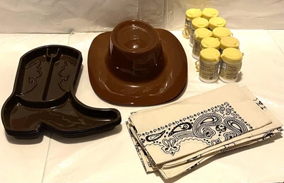 Brown/Beige COWBOY 50-Piece Party Favor Set – Includes Hats, Bandanas, and MORE! - Image 1 of 4