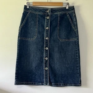 Vintage Liz Claiborne Denim Button Pencil Skirt Size 6 Pockets Academia - Picture 1 of 6