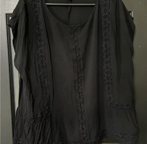 Women’s Size XL Top Black Sleeveless Crochet Lace Trim & Accents a.n.a Brand - Picture 1 of 6