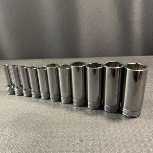 NEW Snap-On 3/8" Flank Drive SAE Standard DEEP Well 6point Socket 1/4”-7/8” SET - Foto 1 di 23