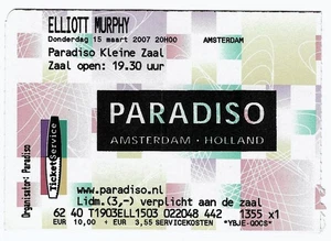Elliott Murphy 3/15/07 Amsterdam Netherlands Paradiso Ticket Stub! Holland - Picture 1 of 1