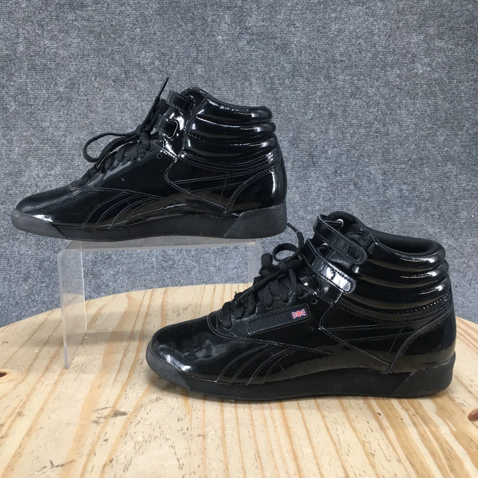 Reebok Shoes Womens 8 Classic Freestyle Hi Sneakers Black CN2822 Patent Leather - Image 1 of 4