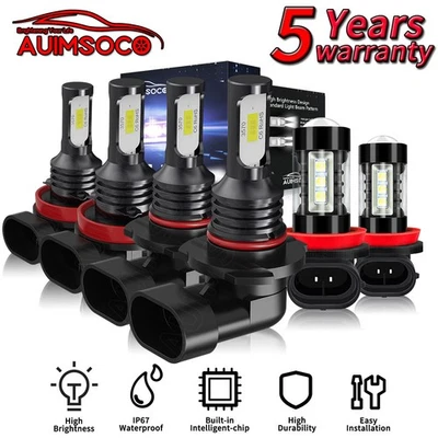 For Ford Ranger 2019-2022 Combo 6x LED Headlight Bulbs Hi/Lo Beam Fog Light 60W - Image 1 of 4