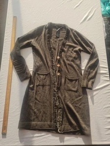 Damen Strickjacke Außen Gr. M Langarm Knopfleiste Rüschen Wollmix Grau... - Bild 1 von 14