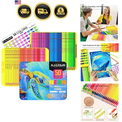 Juego de lápices de colores neón para adultos para colorear arte suministros dibujo fluorescente Foto 1 de 4