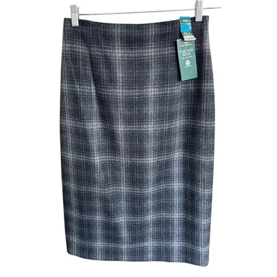 Falda Penci De Colección Años 90 St Michael From Marks And Spencer Lana Pura Talla 14 Gris A Cuadros Foto 1 de 4