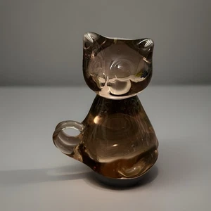 Linda estatuilla de gatito de vidrio artístico vintage. "Medidas 3""" - Imagen 1 de 5