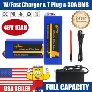48V 10Ah Lithium Li-ion Rechargeable Battery w/Charger for Ebike Bicycle Scooter - Picture 1 of 7