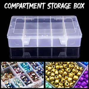 Plastic Storage Box Organizer 15 Adjustable Compartment Container Home Garage - Picture 1 of 8