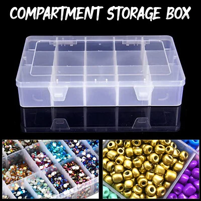 Plastic Storage Box Organizer 15 Adjustable Compartment Container Home Garage - Image 1 of 4