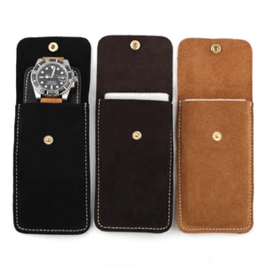 Velvet Cowhide Leather Watch Travel Storage Case Organizer Watch Pouch Watch Bag - Picture 1 of 8