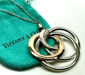 Tiffany & Co. Ineinandergreifende Kreise Halskette SV925 Silber & Rubedo Metall 18,8" - Bild 1 von 15