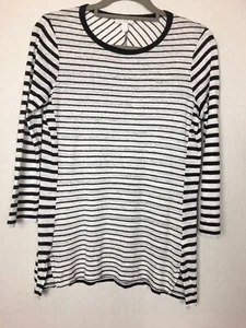 White Company Jumper 100% Linen Thin White Black Stripe Lightweight Spring 10 - Picture 1 of 8
