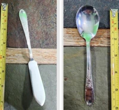 c1934 БОРДОВЫЙ/ШАМПАНСКОЕ🍷🥂 ПОСЕРЕБРЕННЫЙ МАСТЕР МАСЛО🧈 НОЖ И САХАР🍚 ЛОЖКА  - Изображение 1 из 4