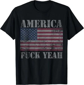 NEW LIMITED America Fuch Yeah USA Funny Quotes Patriotic T-Shirt - MADE IN USA - Picture 1 of 12