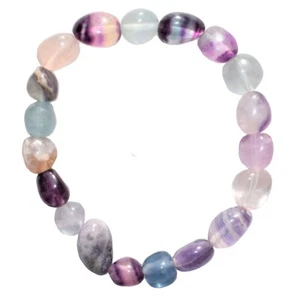 Pulsera elástica pepita de cristal de fluorita arco iris CARGADA + corazón hinchado de selenita - Imagen 1 de 11