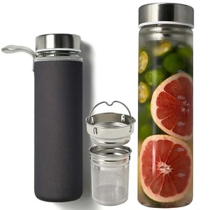 23oz Borosilicate Glass Water Bottles With Stainless Steel Lid Cold Brew Bottle - Picture 1 of 8