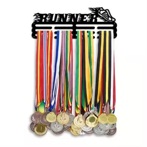 1pc Iron Medal Hanger Holder Display Wall Rack 3-Line with Screws Black Word - Picture 1 of 7