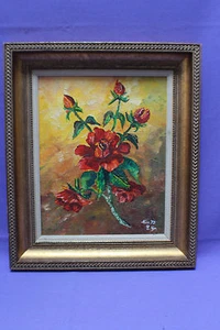 Bild, Ölgemälde auf Leinwand, 34x39cm Stillleben rote Rosen #4956 - Bild 1 von 8