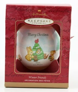 Hallmark KS 2001 Amigos de Invierno Vida Silvestre y Muñecos de Nieve Bola de Vidrio Adorno de Navidad - Imagen 1 de 8