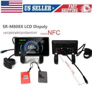 Ebike 24V/36V/48V/52V/60V/72V NFC SR-M808X Display Speed Meter Control Panel USA - Picture 1 of 12