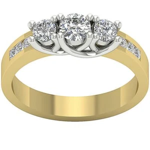 Three Stone Engagement Ring 0.65 Carat I1 G Round Cut Diamond 14K Two-Tone Gold - Picture 1 of 6
