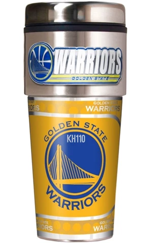 NBA Golden State Warriors Steel Travel Tumbler Coffee Mug w/Metallic Graphic Cover